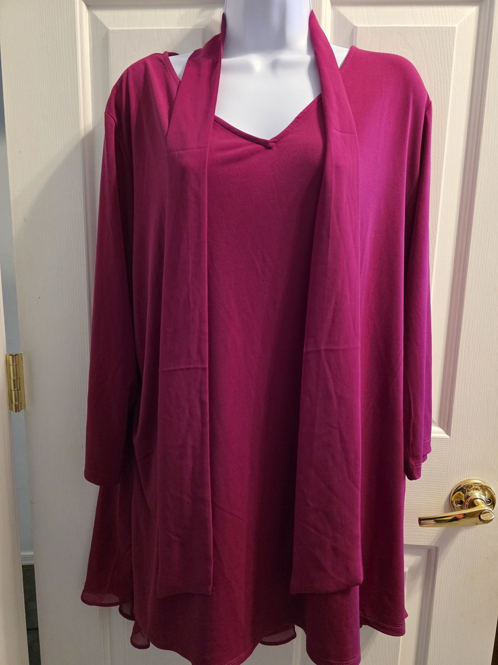 Susan Graver 2x Fuchsia Pink Layered Blouse